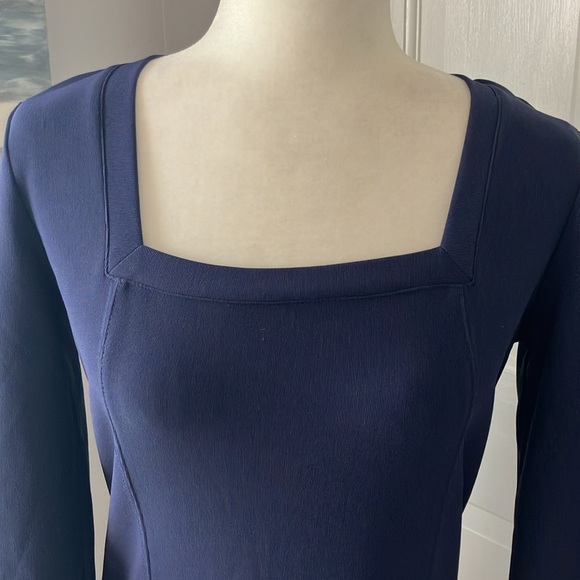 Boston Proper navy square neck ponte dress EUC S - Picture 2 of 9